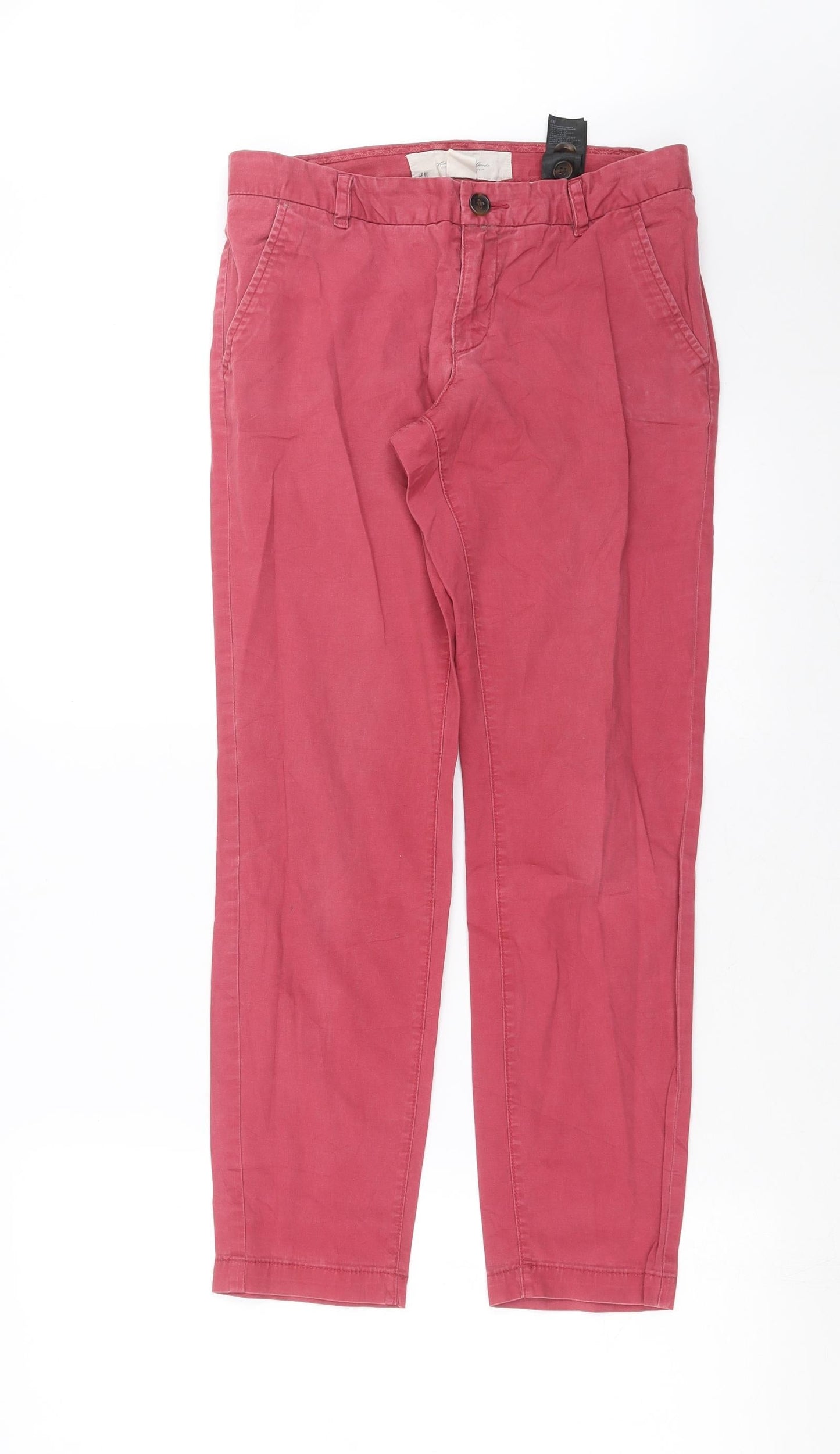 H&M Womens Pink   Chino Trousers Size 8 L27 in