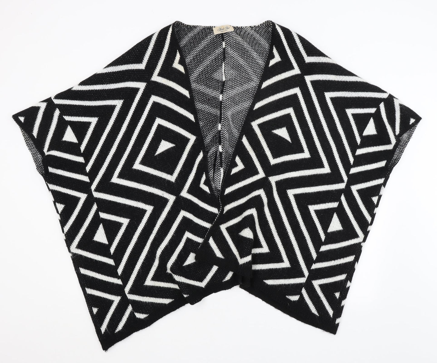 Sleek Chic Womens Black Geometric  Shrug Jumper One Size