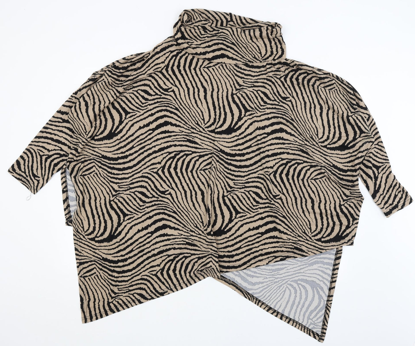 Quix Womens Orange Animal Print  Basic T-Shirt Size 2XL