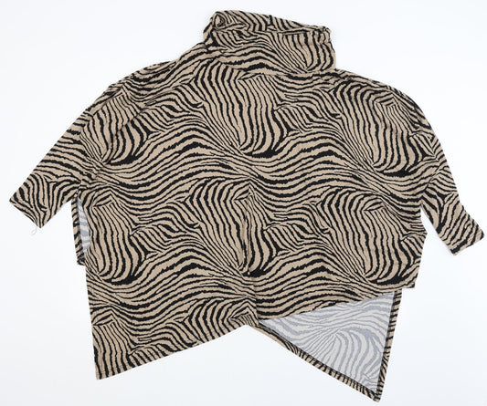 Quix Womens Orange Animal Print  Basic T-Shirt Size 2XL