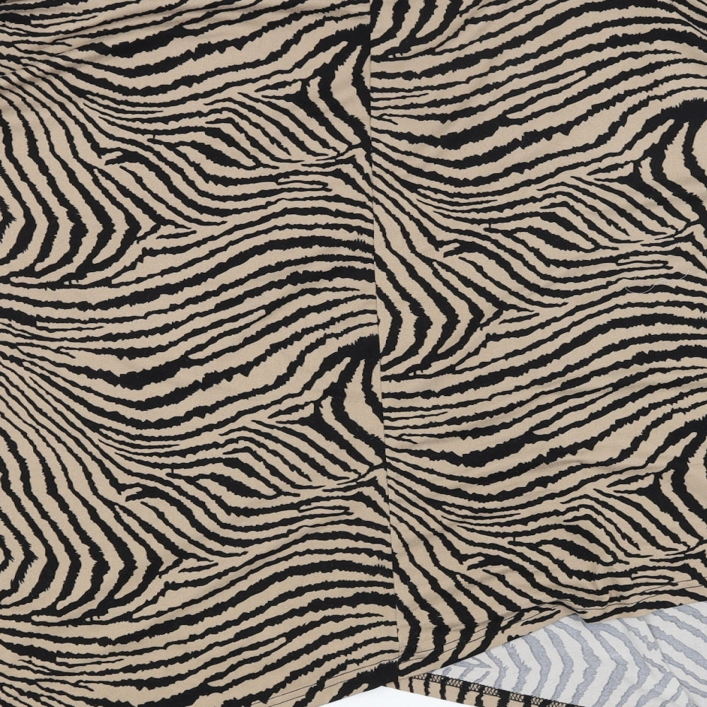 Quix Womens Orange Animal Print  Basic T-Shirt Size 2XL