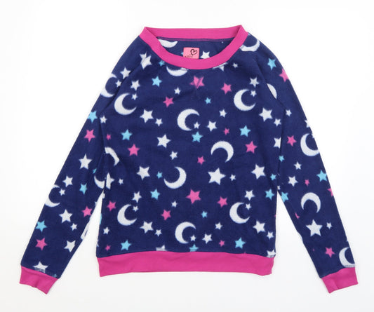 Adore Womens Blue Solid  Top Pyjama Top Size 8  - Stars & Moons