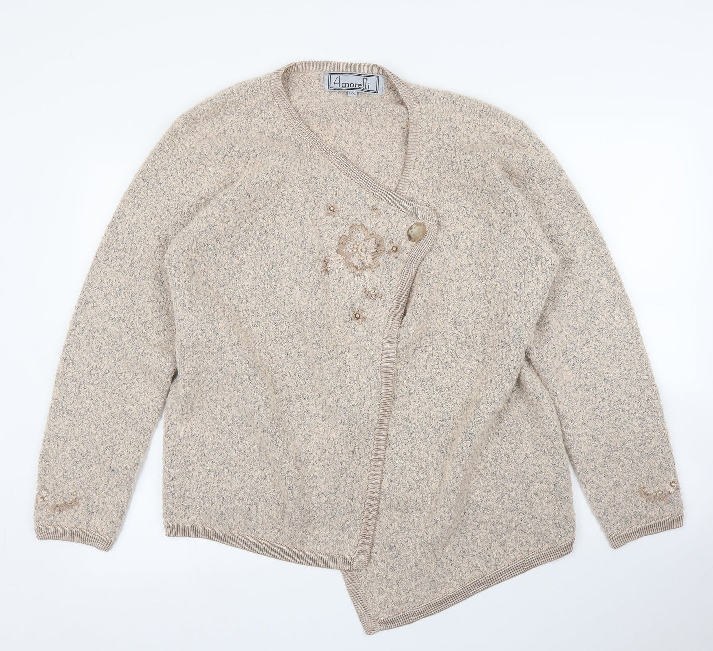 Amoretti Womens Beige  Rayon Cardigan Jumper Size XL