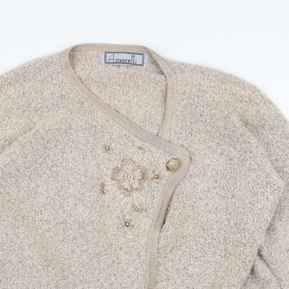Amoretti Womens Beige  Rayon Cardigan Jumper Size XL