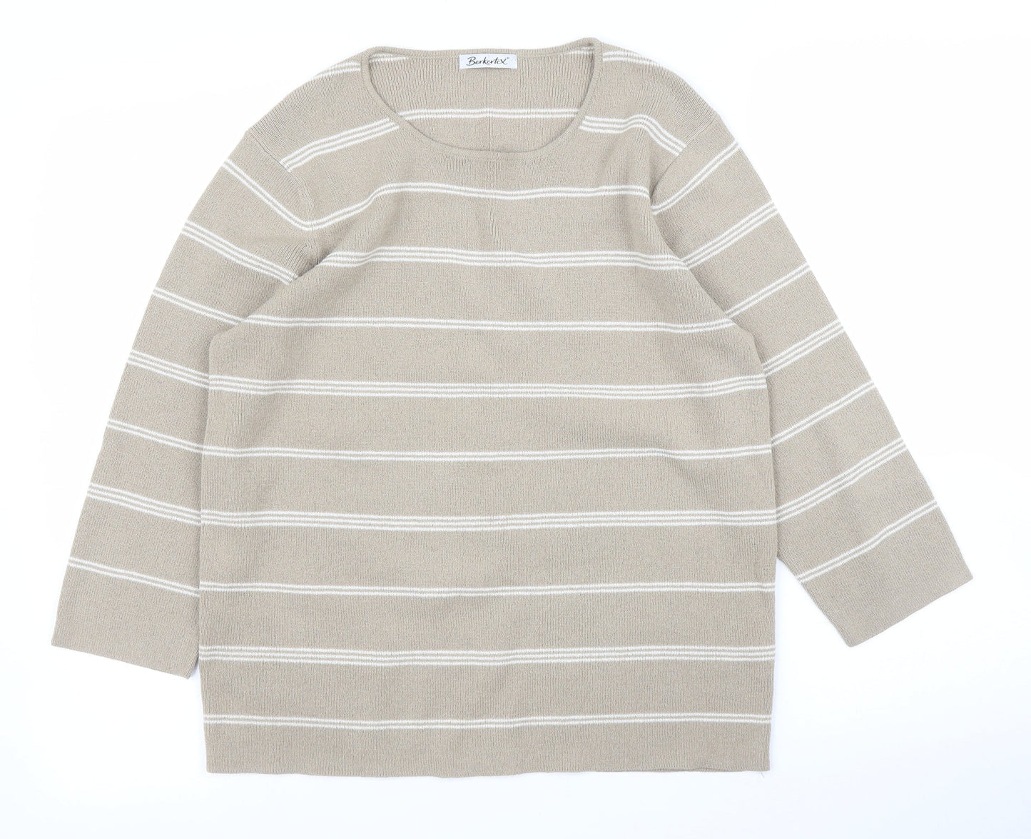 Berkertex Womens Beige Striped  Pullover Jumper Size 16
