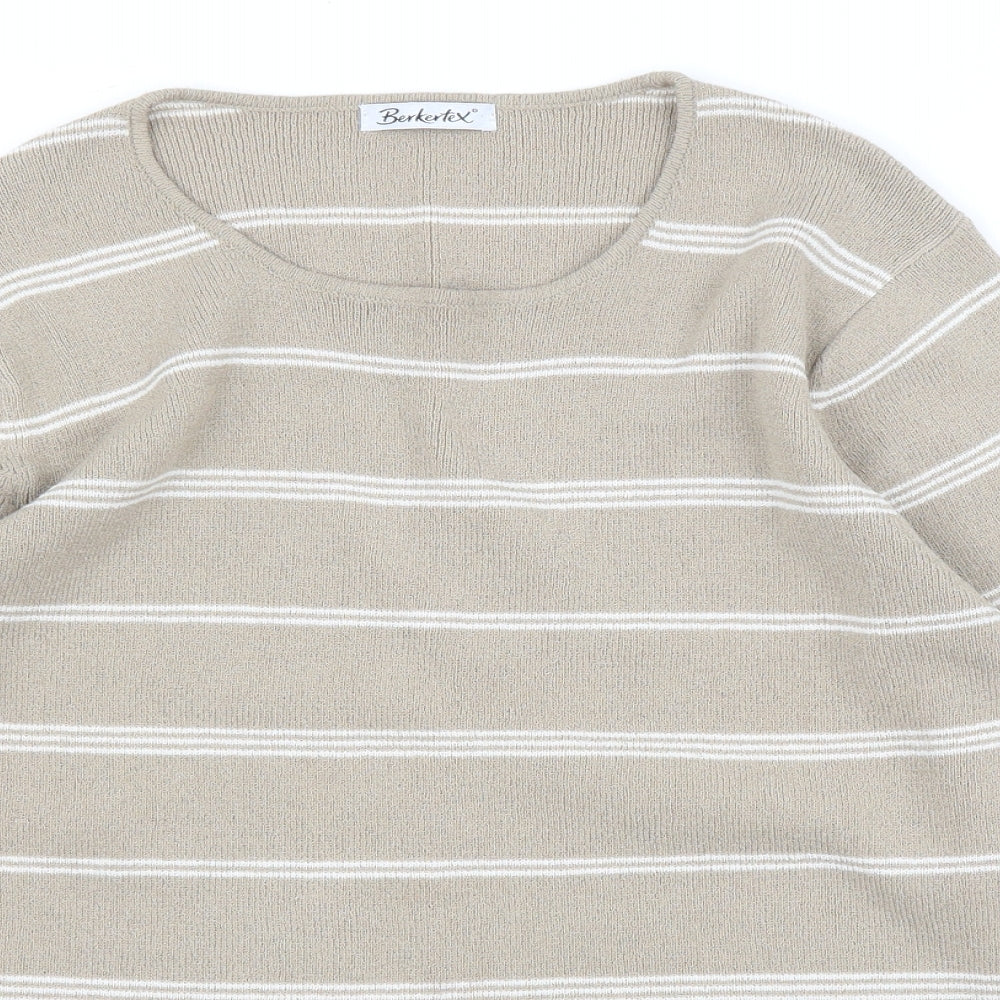 Berkertex Womens Beige Striped  Pullover Jumper Size 16