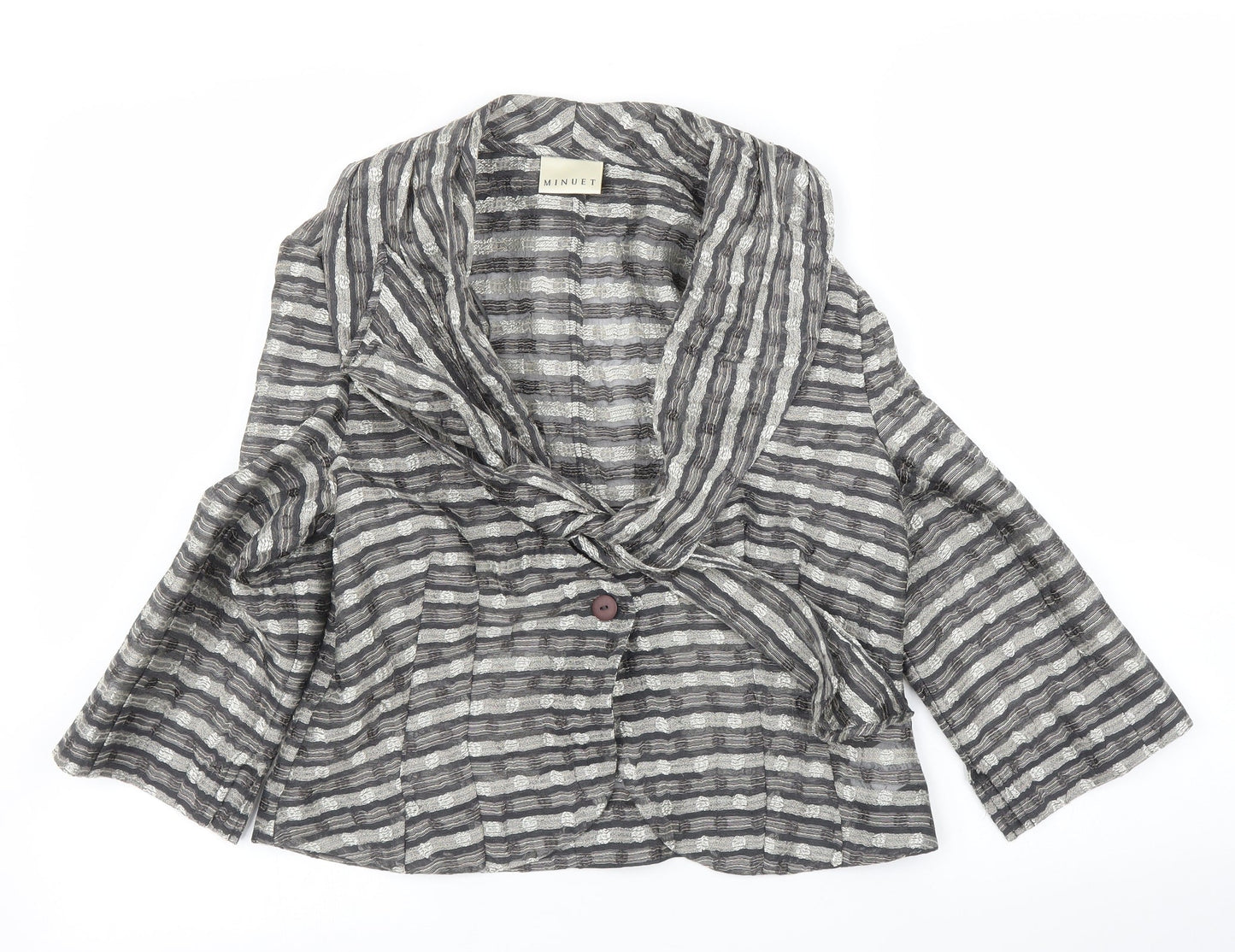 Minuet Womens Silver Striped  Cardigan Jumper Size 12
