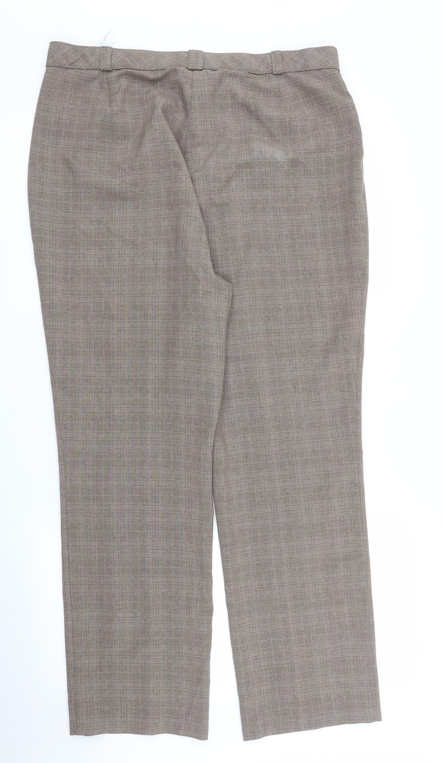 M&S Womens Brown Check  Trousers  Size 16 L27 in