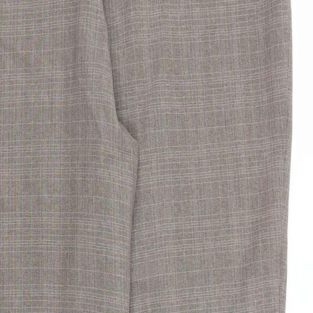 M&S Womens Brown Check  Trousers  Size 16 L27 in