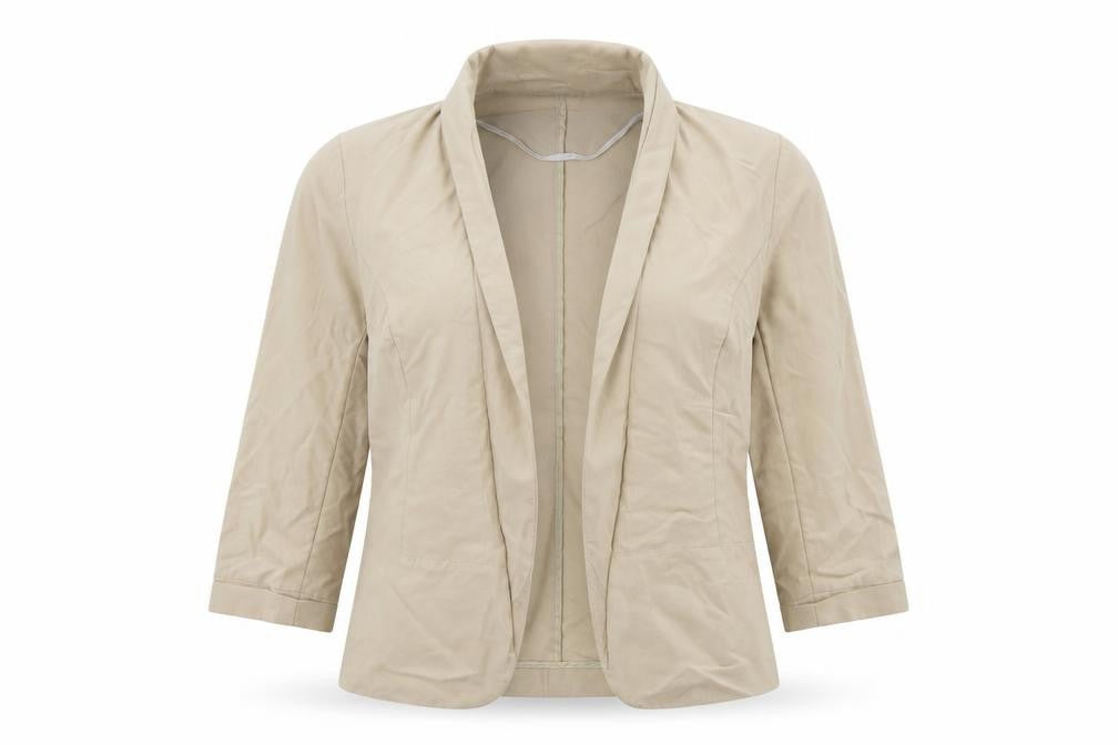 Front view of Atmosphere women’s beige cardigan jumper, size UK 12