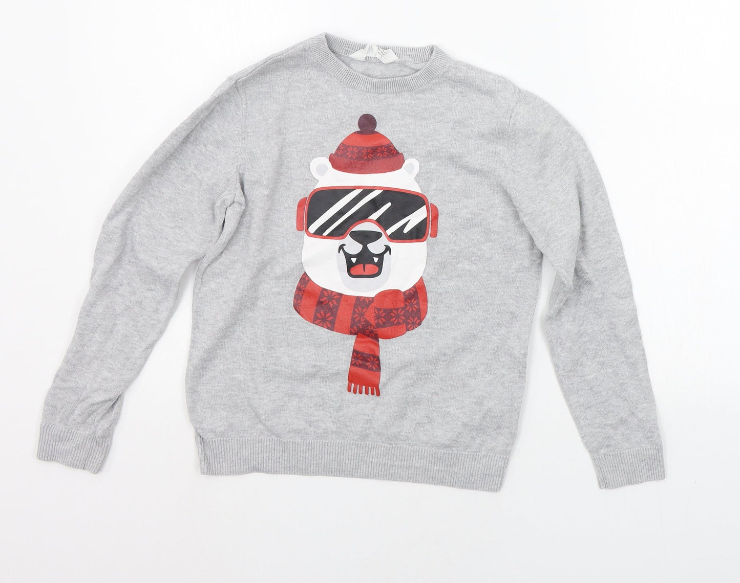 H&M Girls Grey   Pullover Jumper Size 7-8 Years  - christams