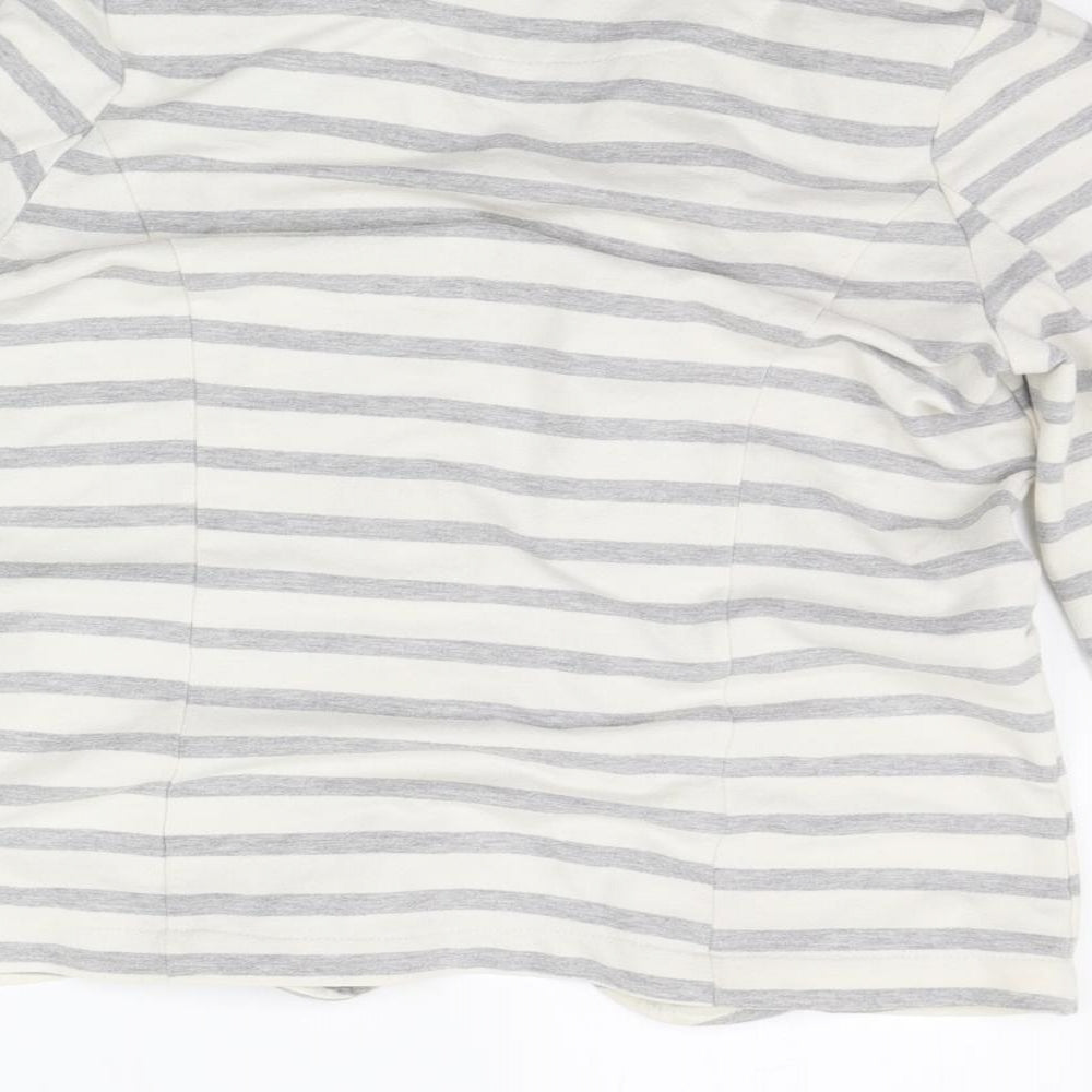 Atmosphere Womens White Striped  Cardigan Jumper Size 10