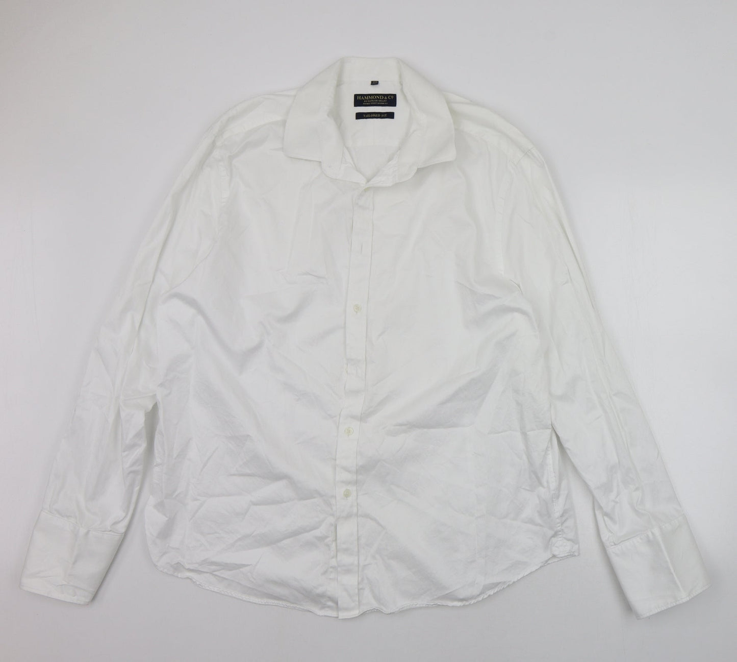 Hammond & Co. Mens White    Button-Up Size 18.5
