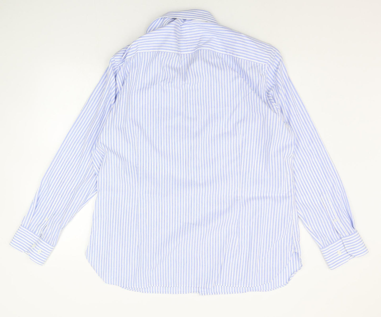 Hammond & Co. Mens Blue Striped   Button-Up Size 18
