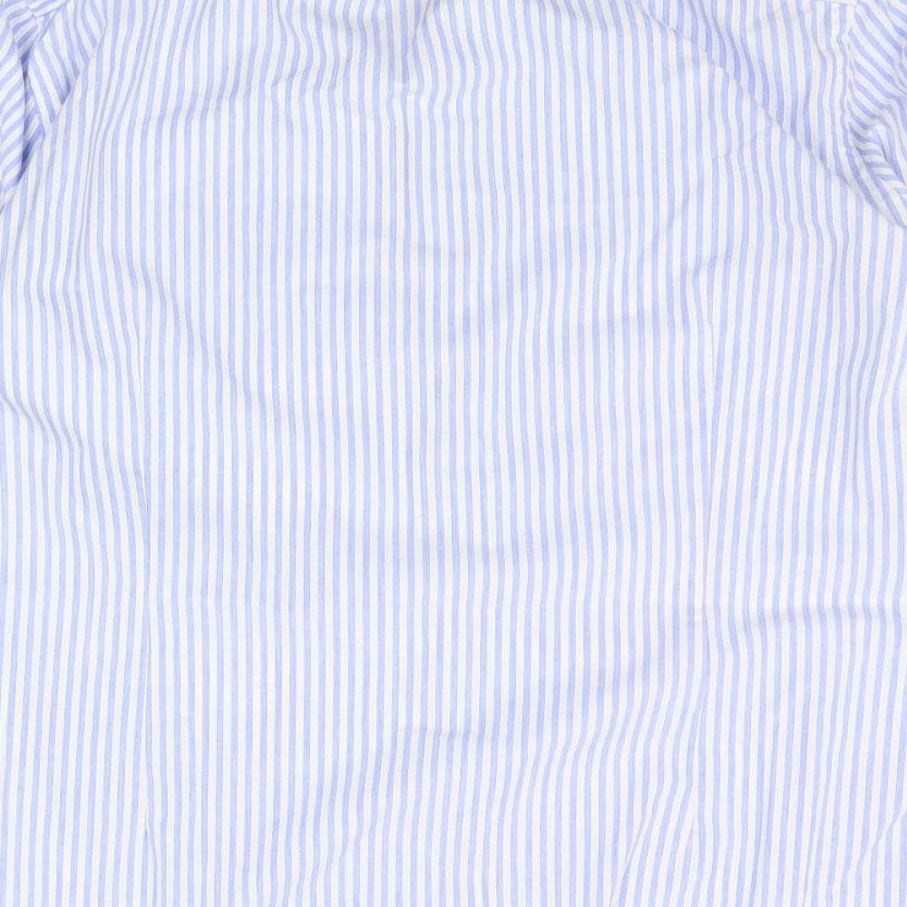 Hammond & Co. Mens Blue Striped   Button-Up Size 18