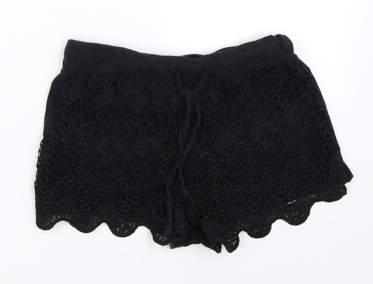Additional front view of Atmosphere women’s black hot pants shorts, size UK 6