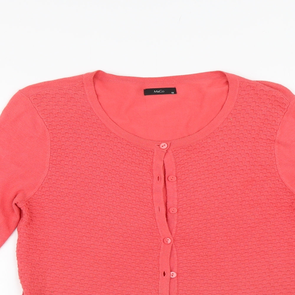 M&Co Womens Pink  Knit Cardigan Jumper Size 10