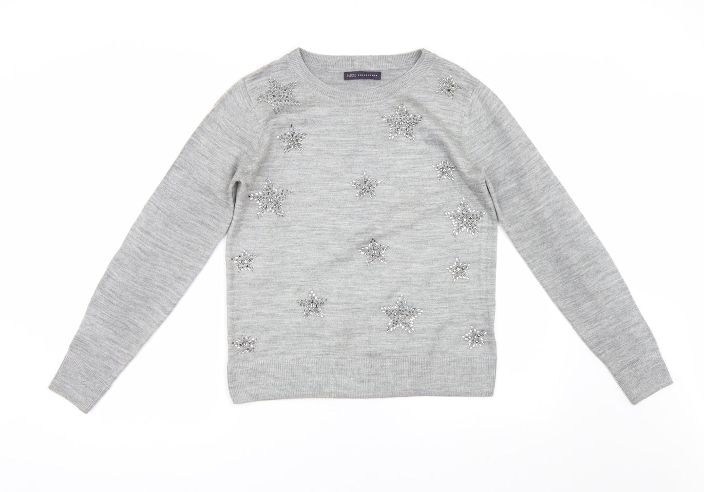 M&S Womens Grey  Knit Pullover Jumper Size S