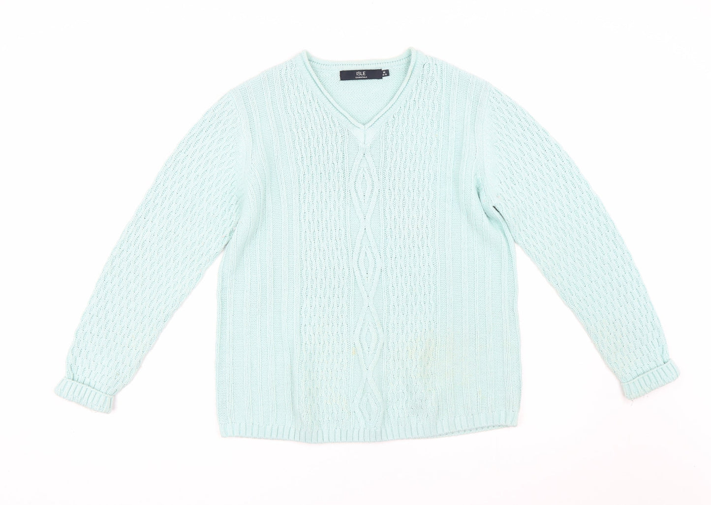 Isle Womens Green  Knit Pullover Jumper Size M