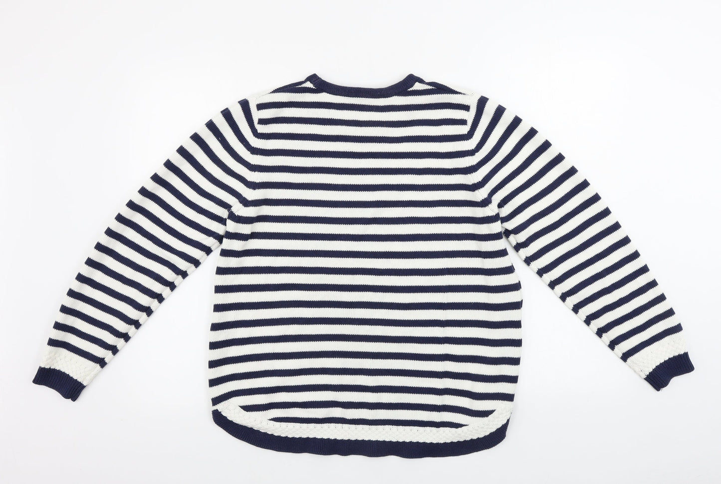 Signature Womens White Striped  Pullover Jumper Size L