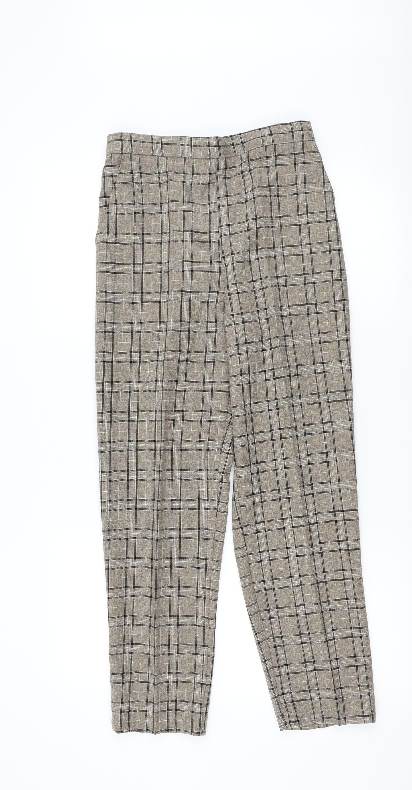 Preworn Womens Brown Check  Trousers  Size 10 L27.5 in