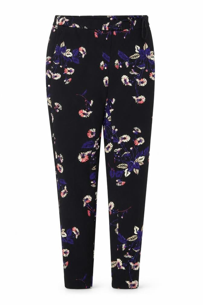 NEXT Womens Black Floral  Trousers  Size 8 L28 in