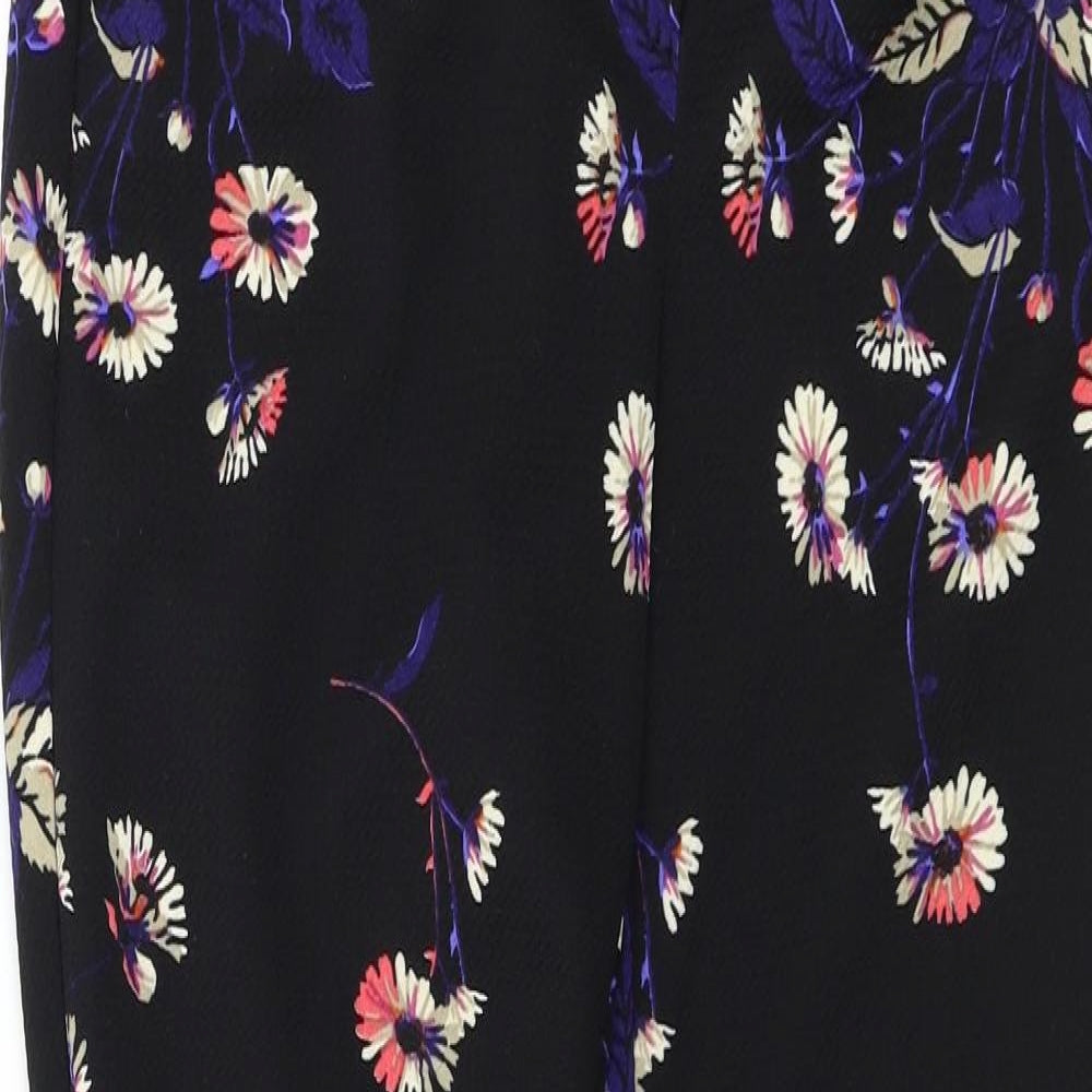 NEXT Womens Black Floral  Trousers  Size 8 L28 in