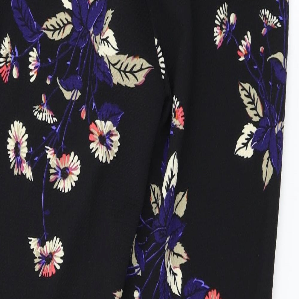 NEXT Womens Black Floral  Trousers  Size 8 L28 in