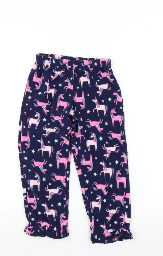 simple joys Girls Blue Solid  Top Pyjama Pants Size 5 Years