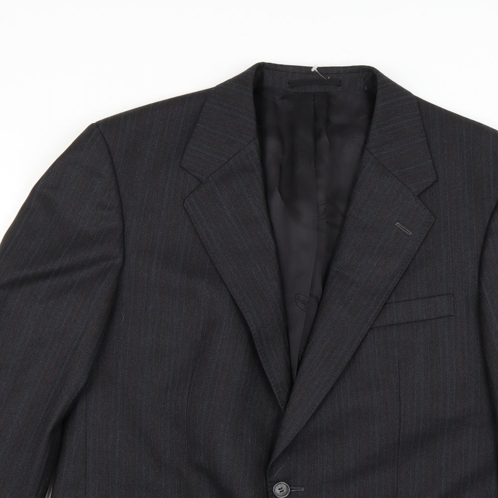 hewells Mens Grey Striped  Jacket Suit Jacket Size 38