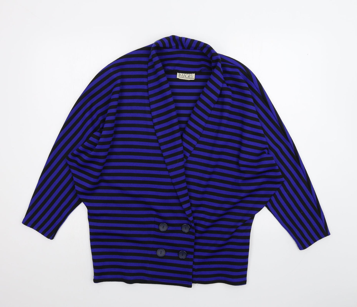IMAGES Womens Blue Striped  Cardigan Jumper Size 16