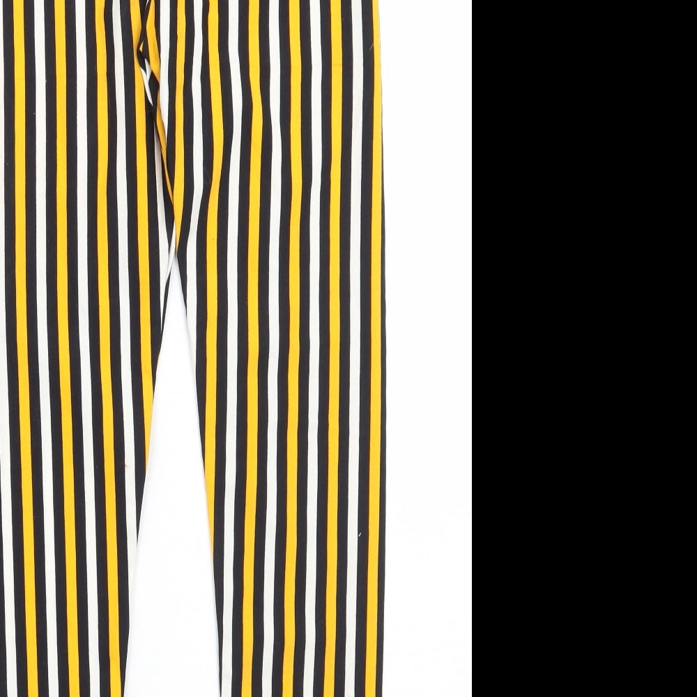 Debut Womens Yellow Striped  Capri Leggings