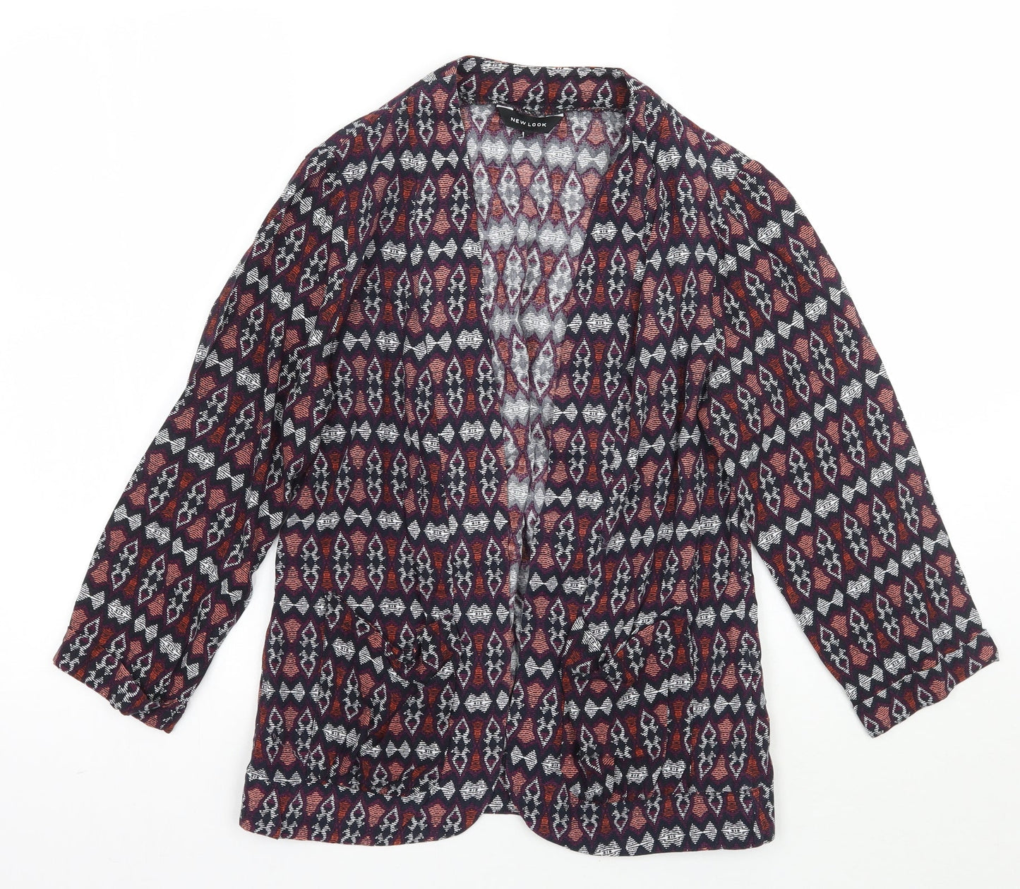 Newlook Womens Blue Geometric  Cardigan Jumper Size 10