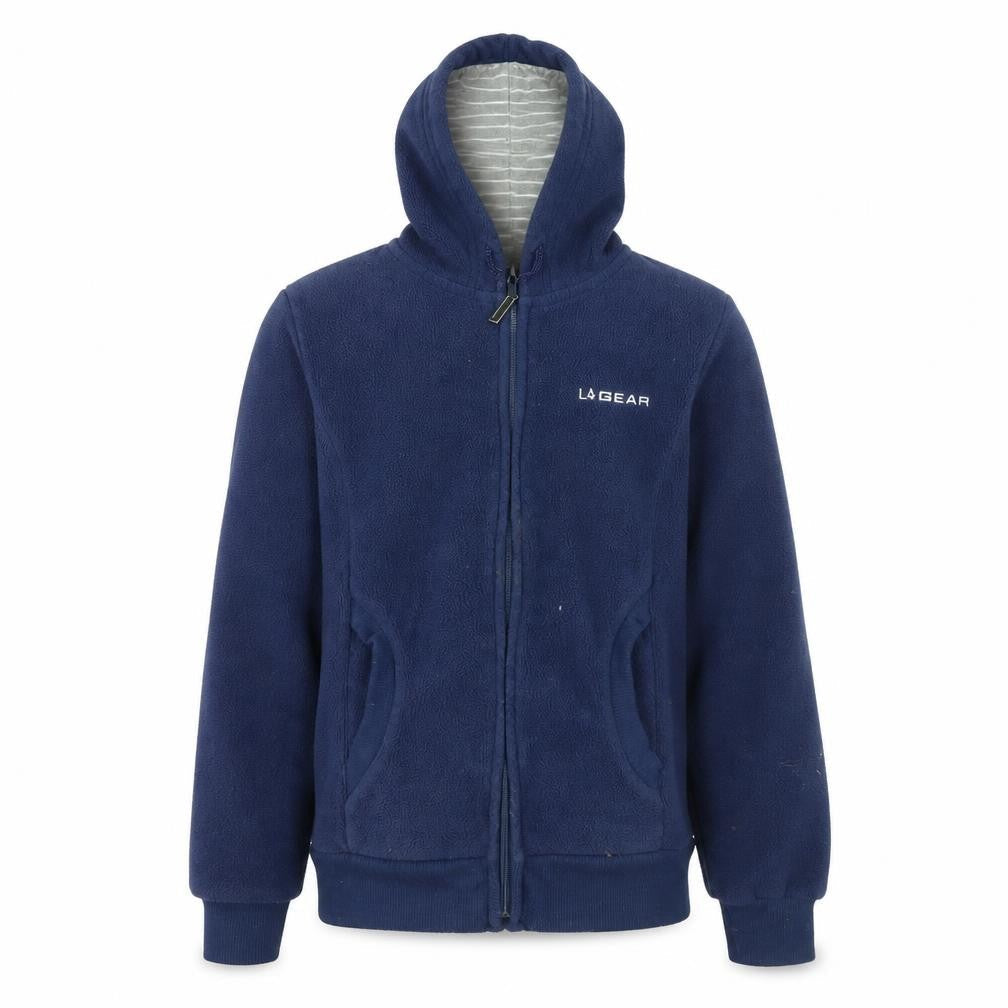 Front view of LA Gear boys’ blue jacket, size 7-8, years