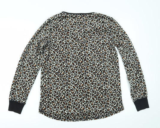 Carole Hochman Womens Brown Animal Print  Basic Blouse Size S