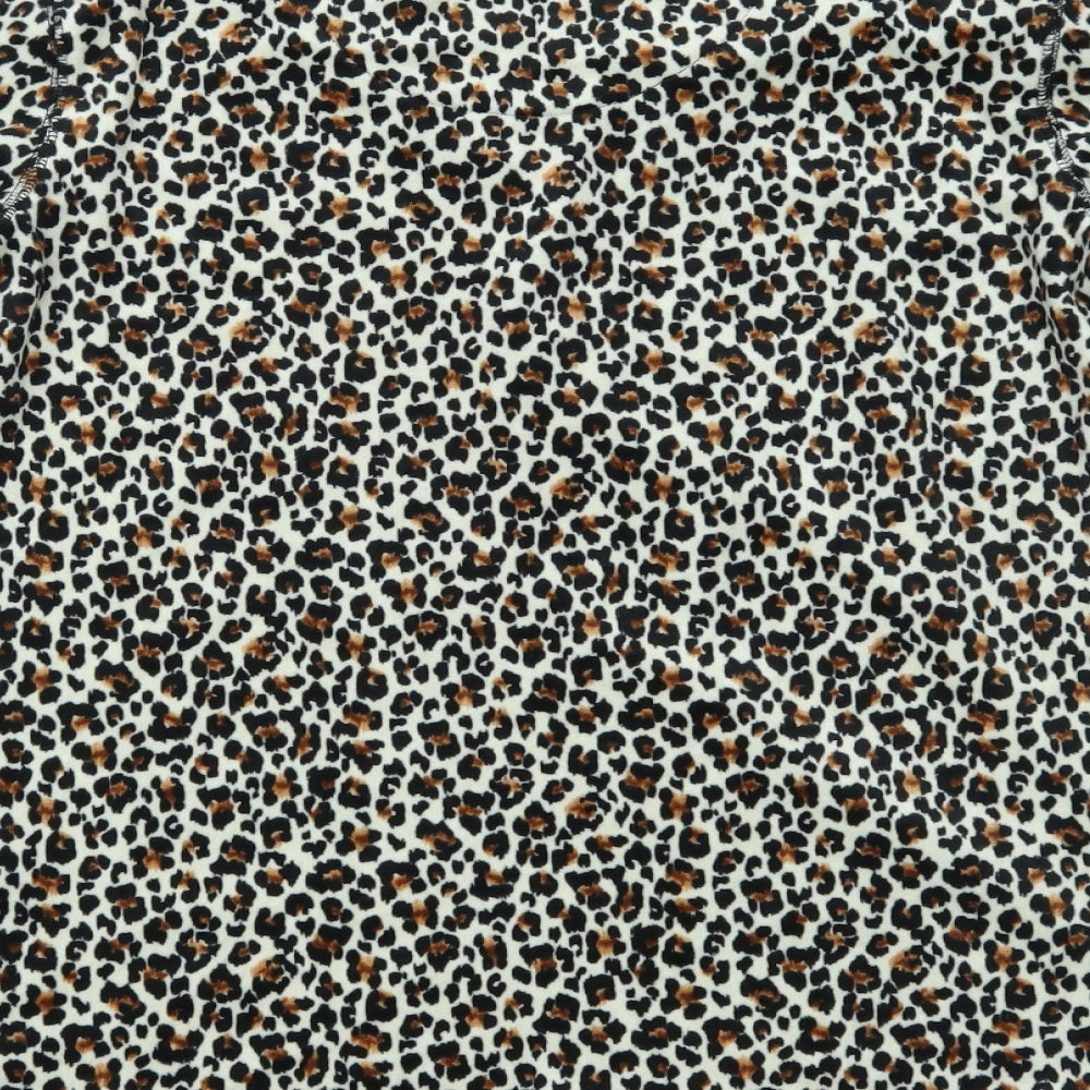 Carole Hochman Womens Brown Animal Print  Basic Blouse Size S