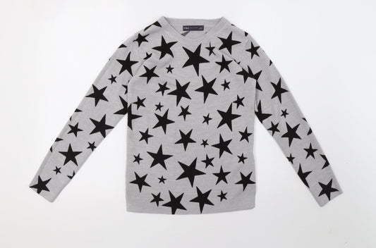 Marks and Spencer Womens Grey Polka Dot Knit Pullover Sweatshirt Size 6