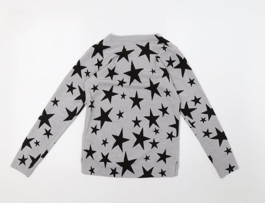 Marks and Spencer Womens Grey Polka Dot Knit Pullover Sweatshirt Size 6