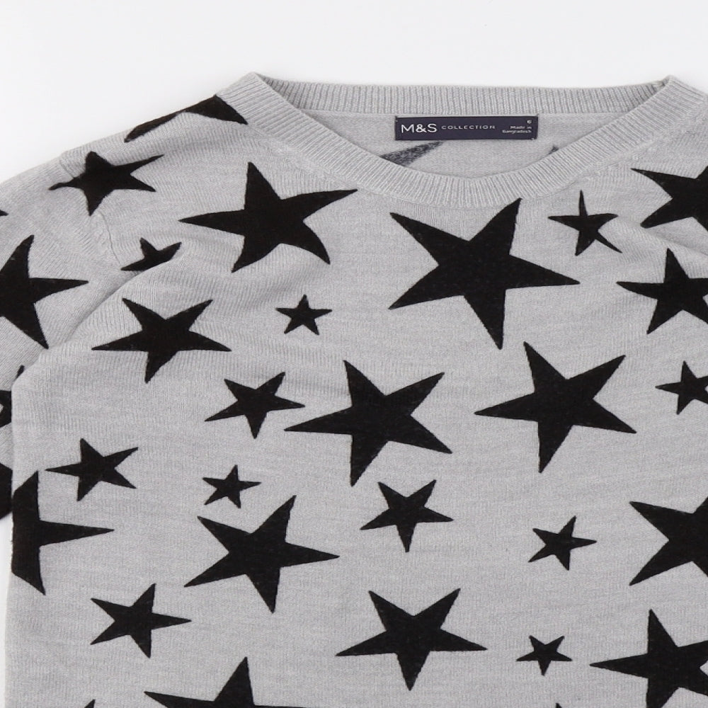 Marks and Spencer Womens Grey Polka Dot Knit Pullover Sweatshirt Size 6