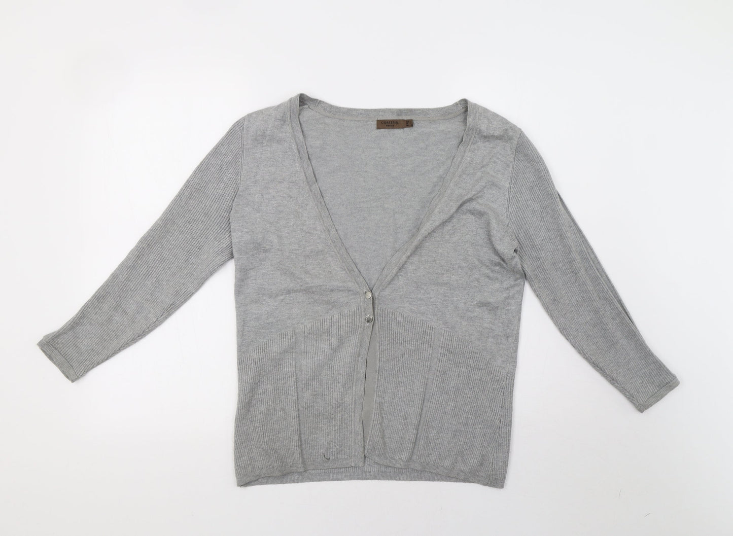 Cortefiel Womens Grey  Knit Cardigan Jumper Size L