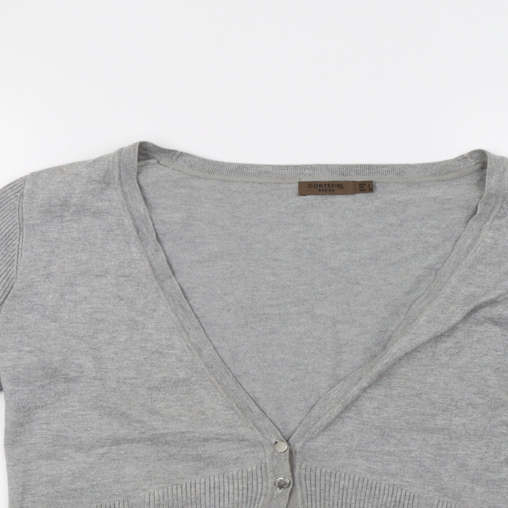 Cortefiel Womens Grey  Knit Cardigan Jumper Size L