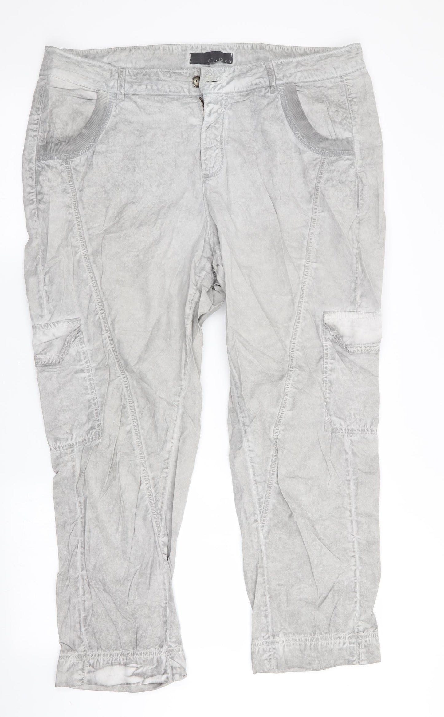 CRO Mens Grey   Cargo Trousers Size 38 in L27 in - DISTRESSED