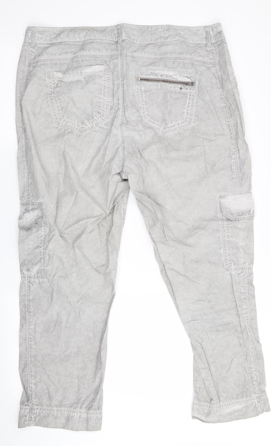 CRO Mens Grey   Cargo Trousers Size 38 in L27 in - DISTRESSED