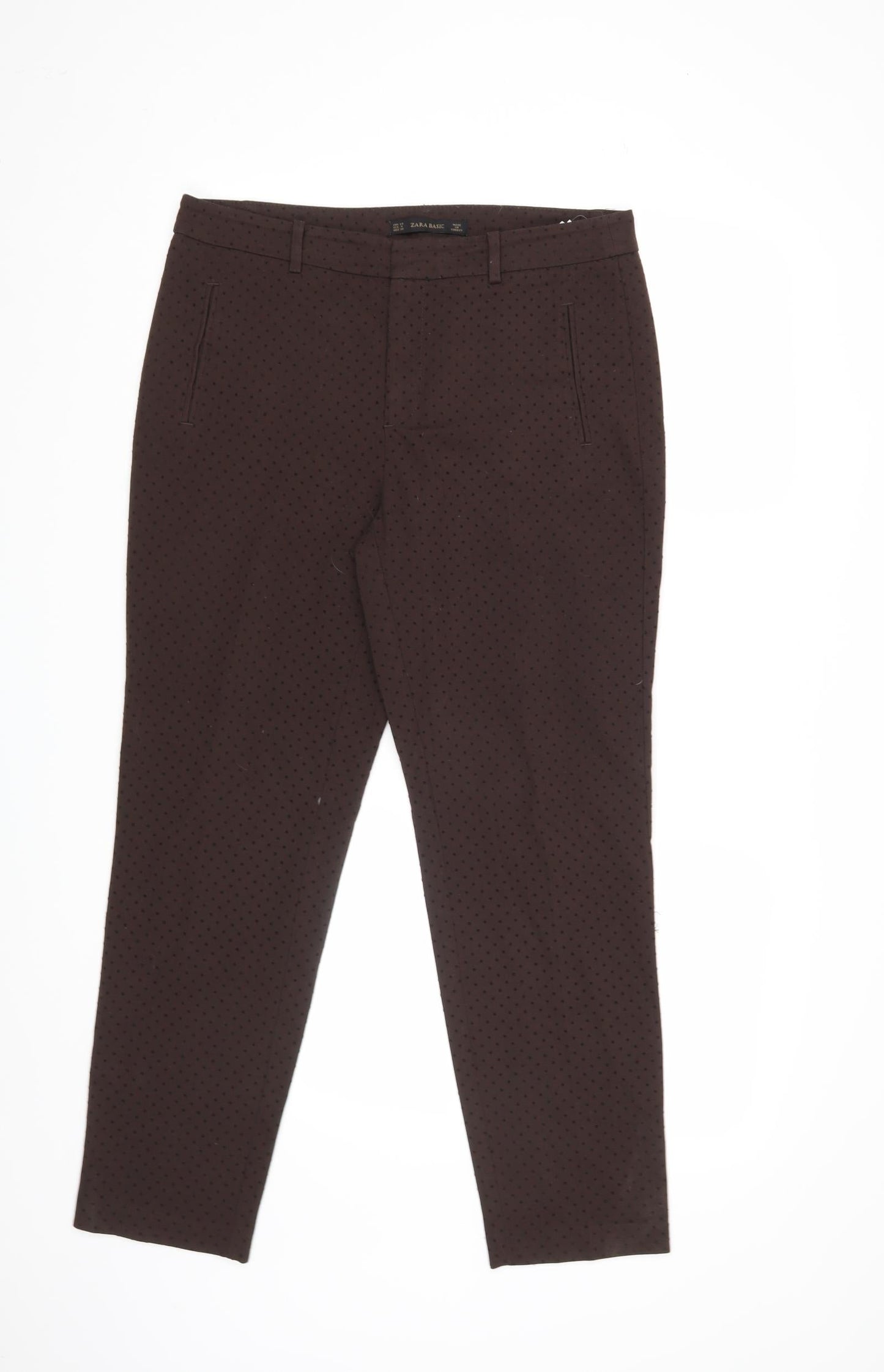 Zara Womens Brown Polka Dot  Trousers  Size 12 L28 in