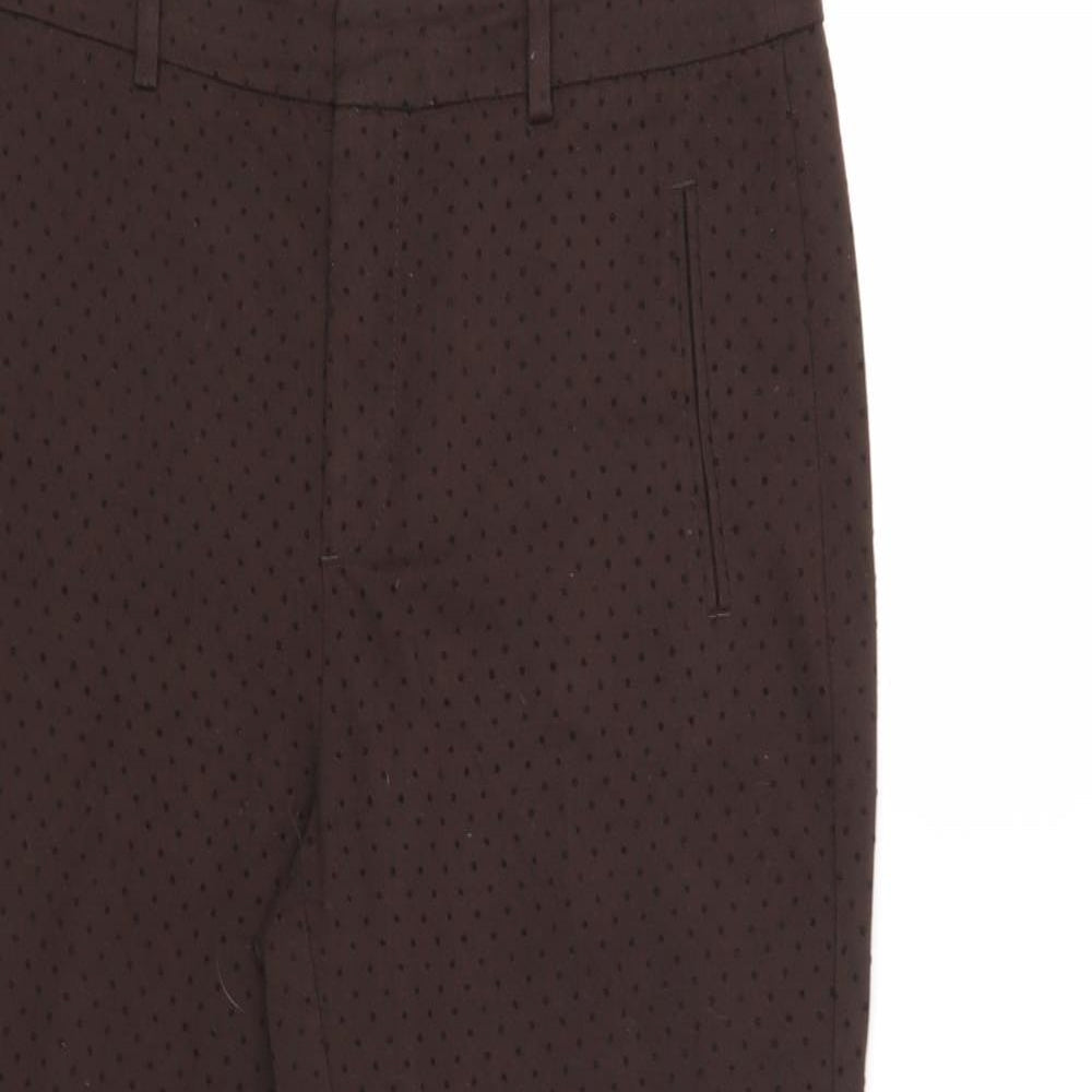 Zara Womens Brown Polka Dot  Trousers  Size 12 L28 in