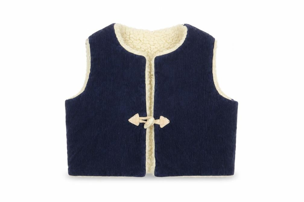 Front view of Debenhams girls’ blue gilet snowsuit, size 3, years