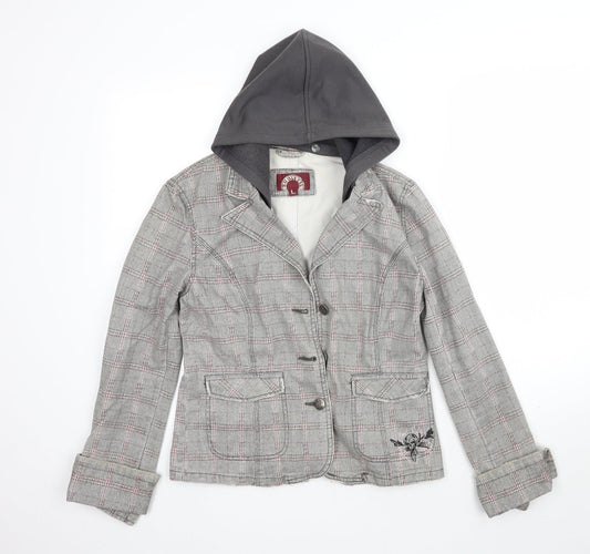 Sublevel Womens Grey Plaid  Jacket  Size L