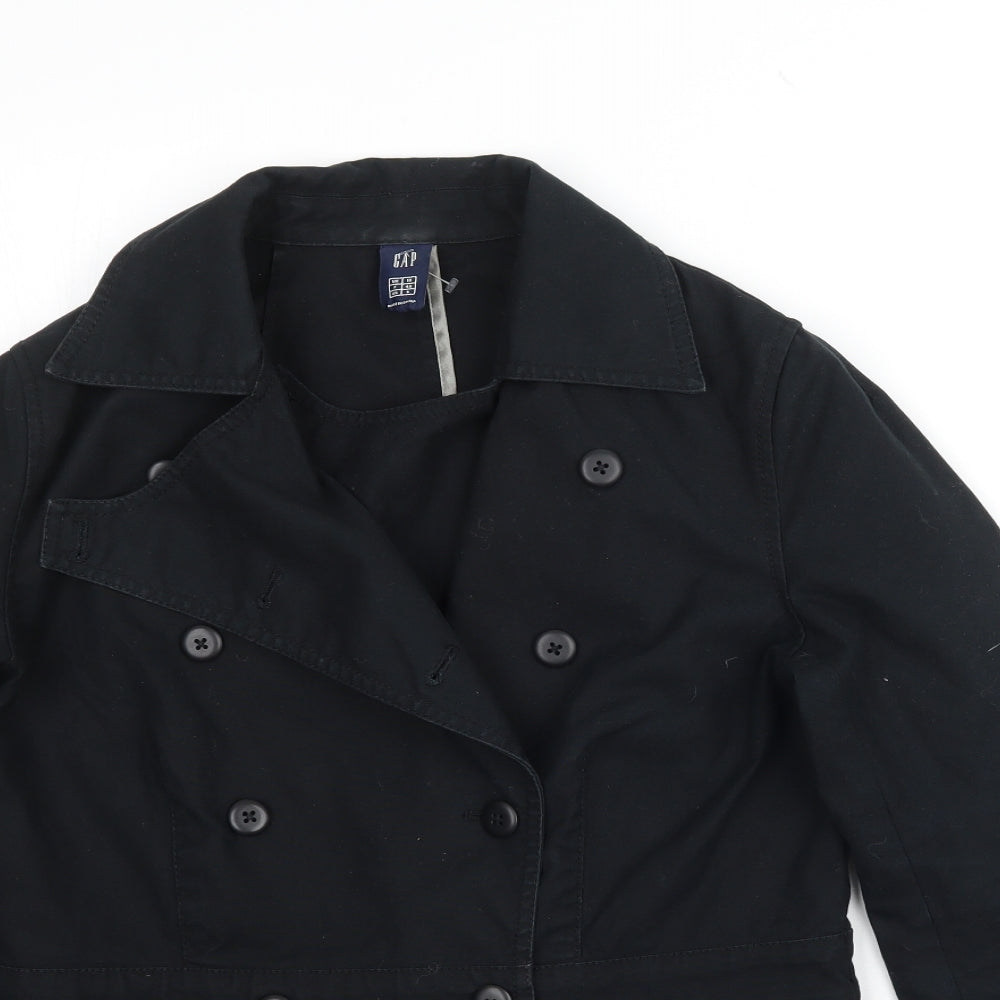 Gap Womens Black  Denim Pea Coat Coat Size 10