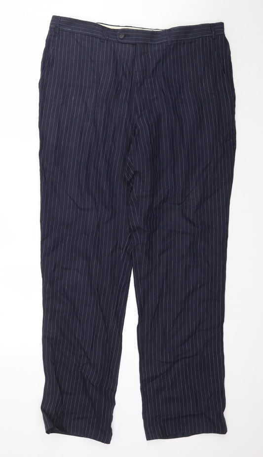 Racing Green Womens Blue Striped  Trousers  Size XL L33 in