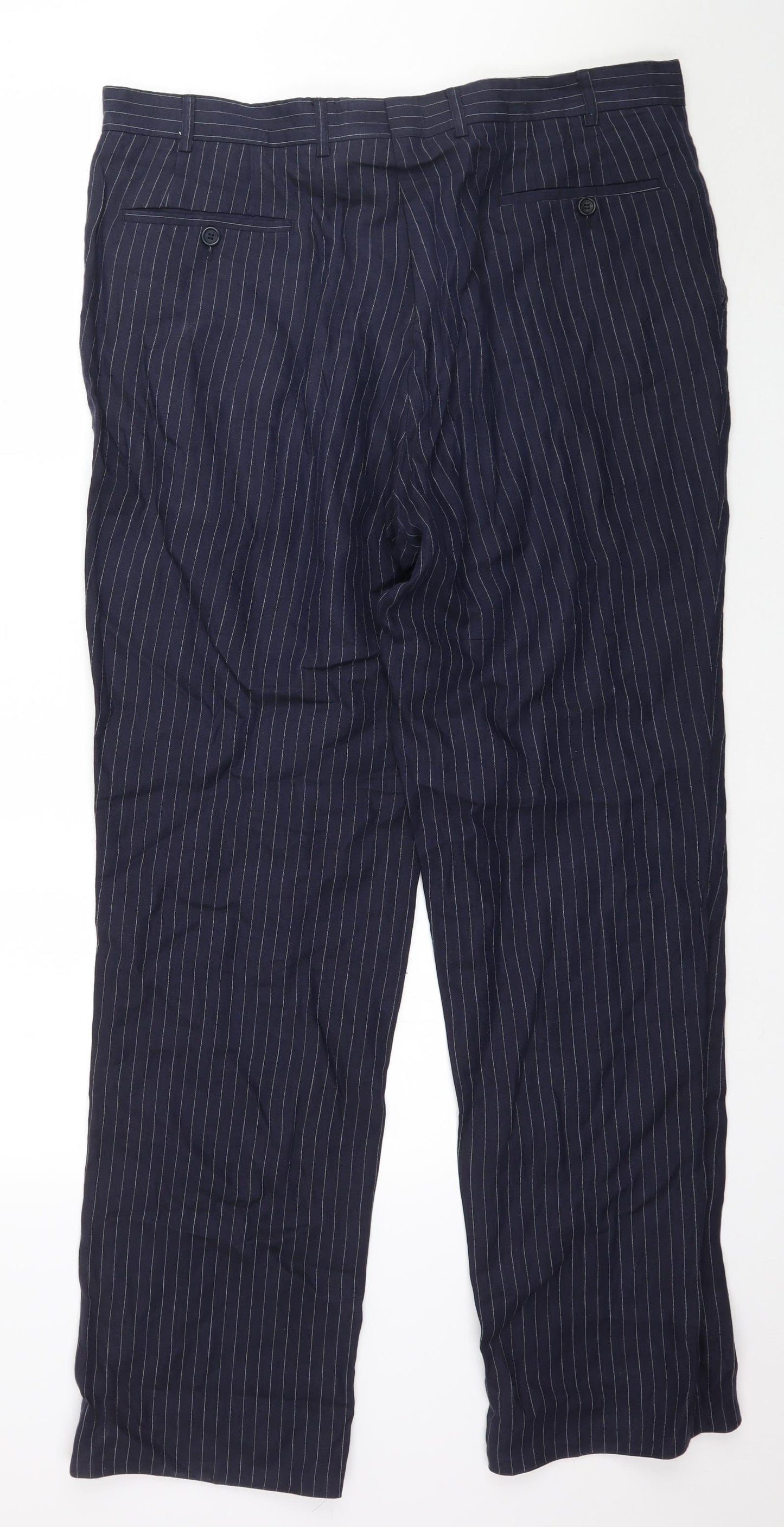 Racing Green Womens Blue Striped  Trousers  Size XL L33 in